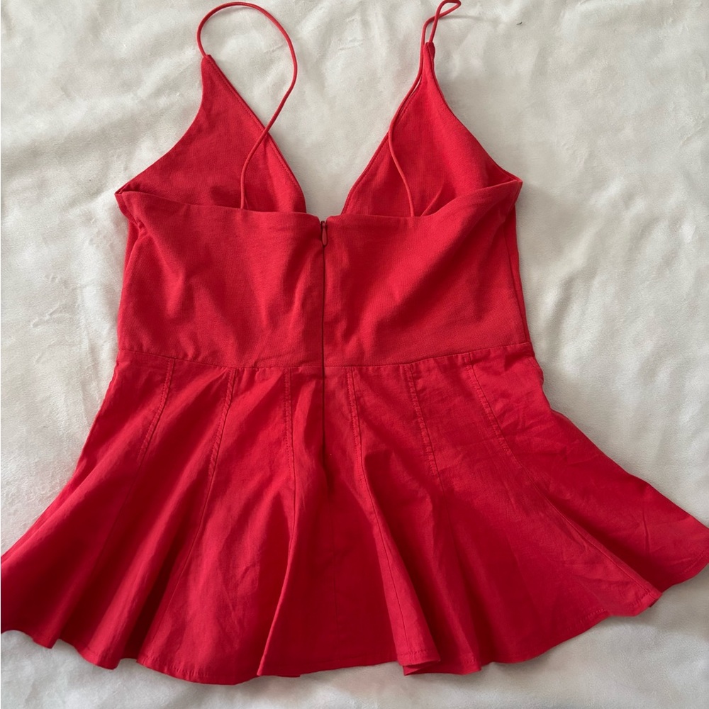 NWT Zara Red Peplum Blouse - Picture 2 of 9